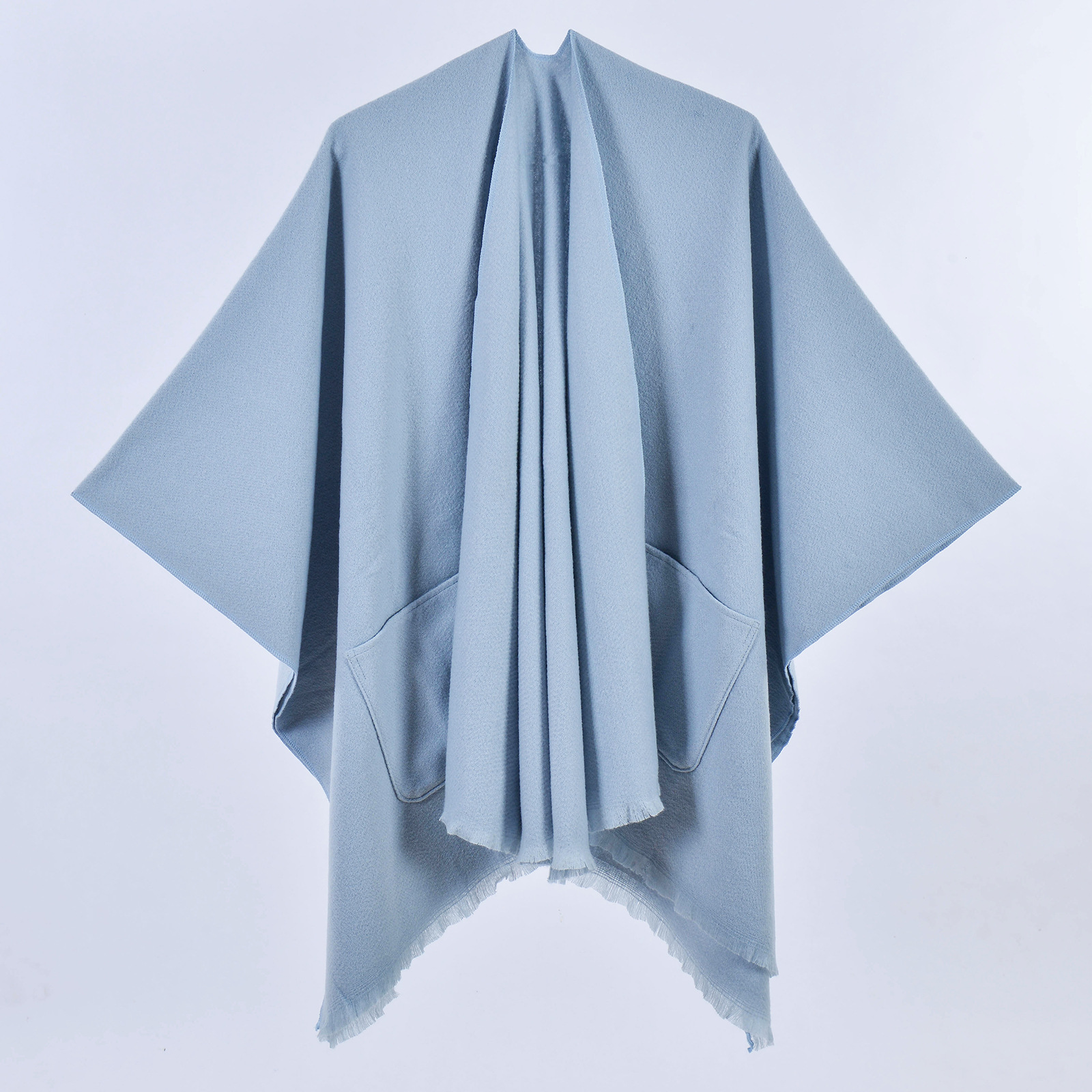 Wholesale Winter Multicolored Plain Shawl With Pockets