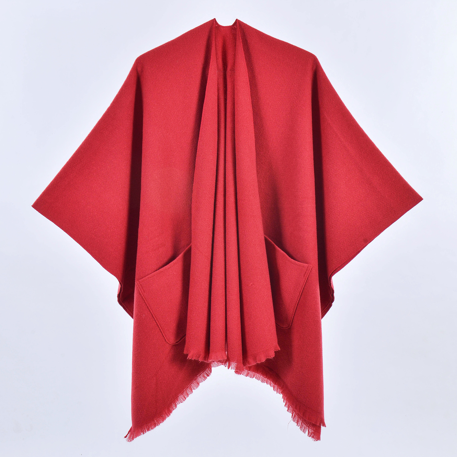 Wholesale Winter Multicolored Plain Shawl With Pockets
