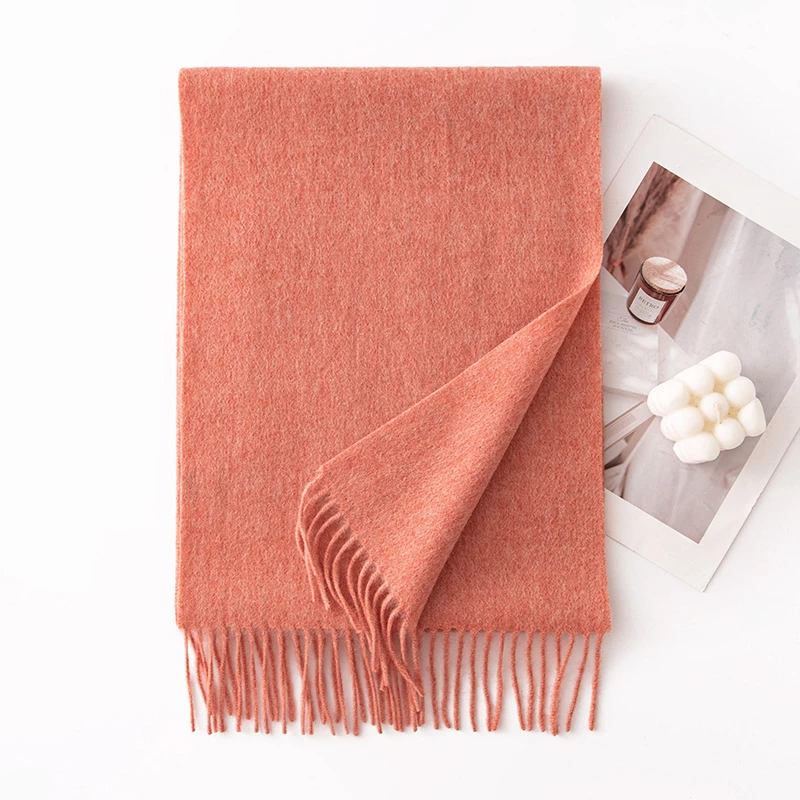 Ladies Plain 100 Wool Scarf For Winter With Tassel