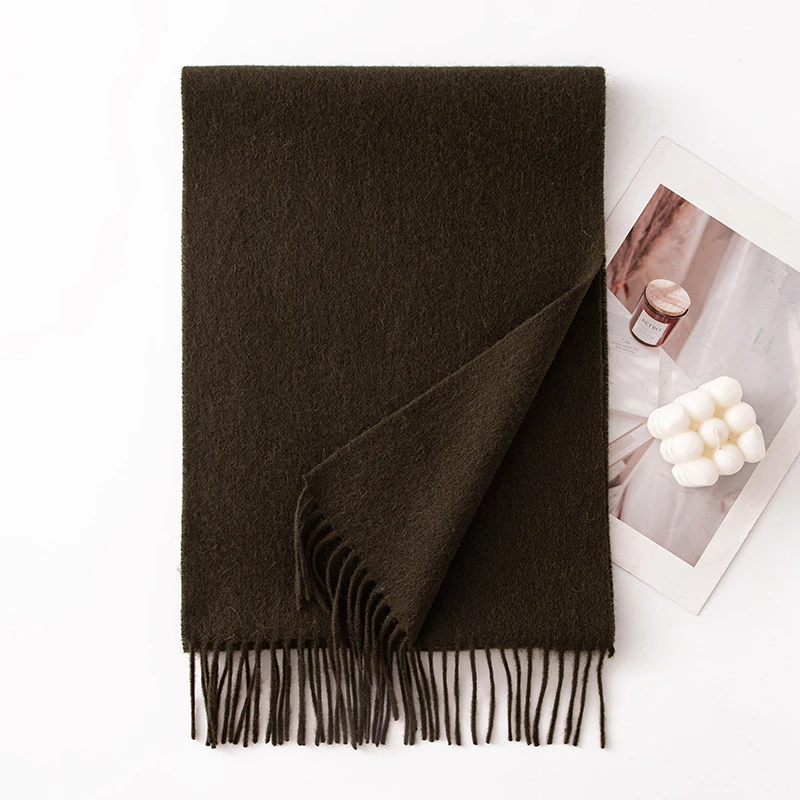 Ladies Plain 100 Wool Scarf For Winter With Tassel
