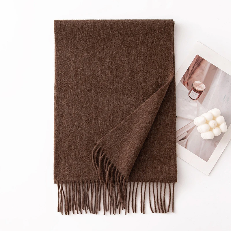 Ladies Plain 100 Wool Scarf For Winter With Tassel