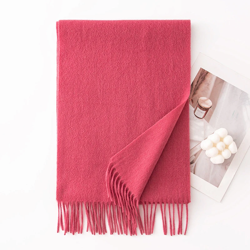 Ladies Plain 100 Wool Scarf For Winter With Tassel