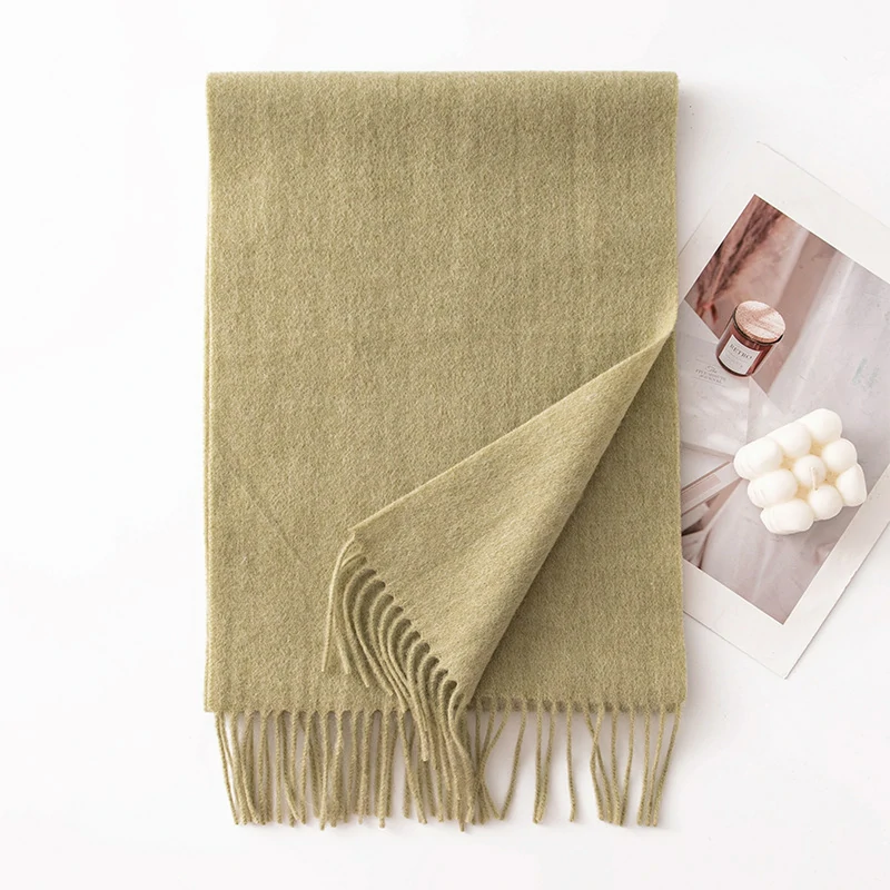 Ladies Plain 100 Wool Scarf For Winter With Tassel