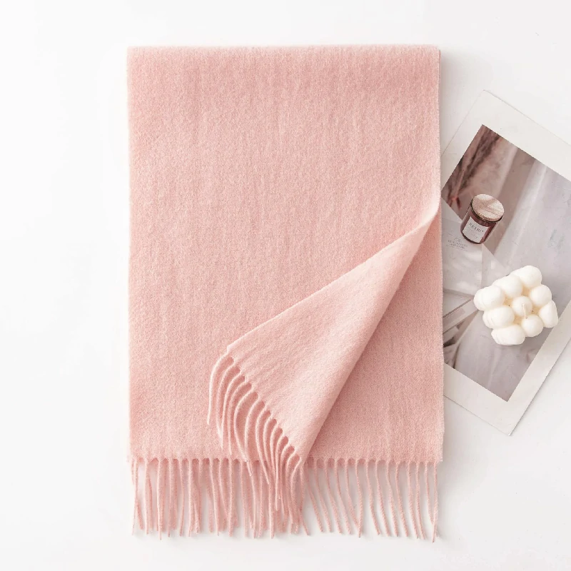 Ladies Plain 100 Wool Scarf For Winter With Tassel