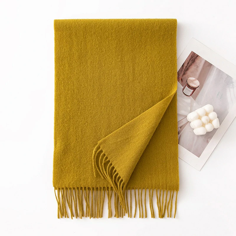 Ladies Plain 100 Wool Scarf For Winter With Tassel