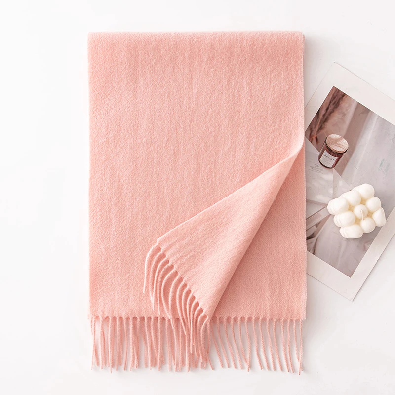 Ladies Plain 100 Wool Scarf For Winter With Tassel