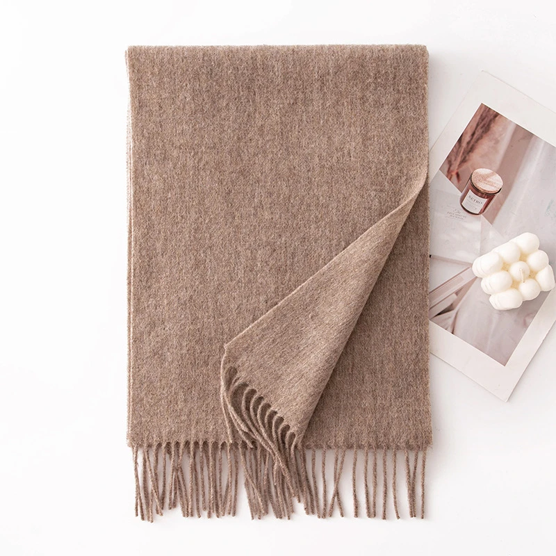 Ladies Plain 100 Wool Scarf For Winter With Tassel
