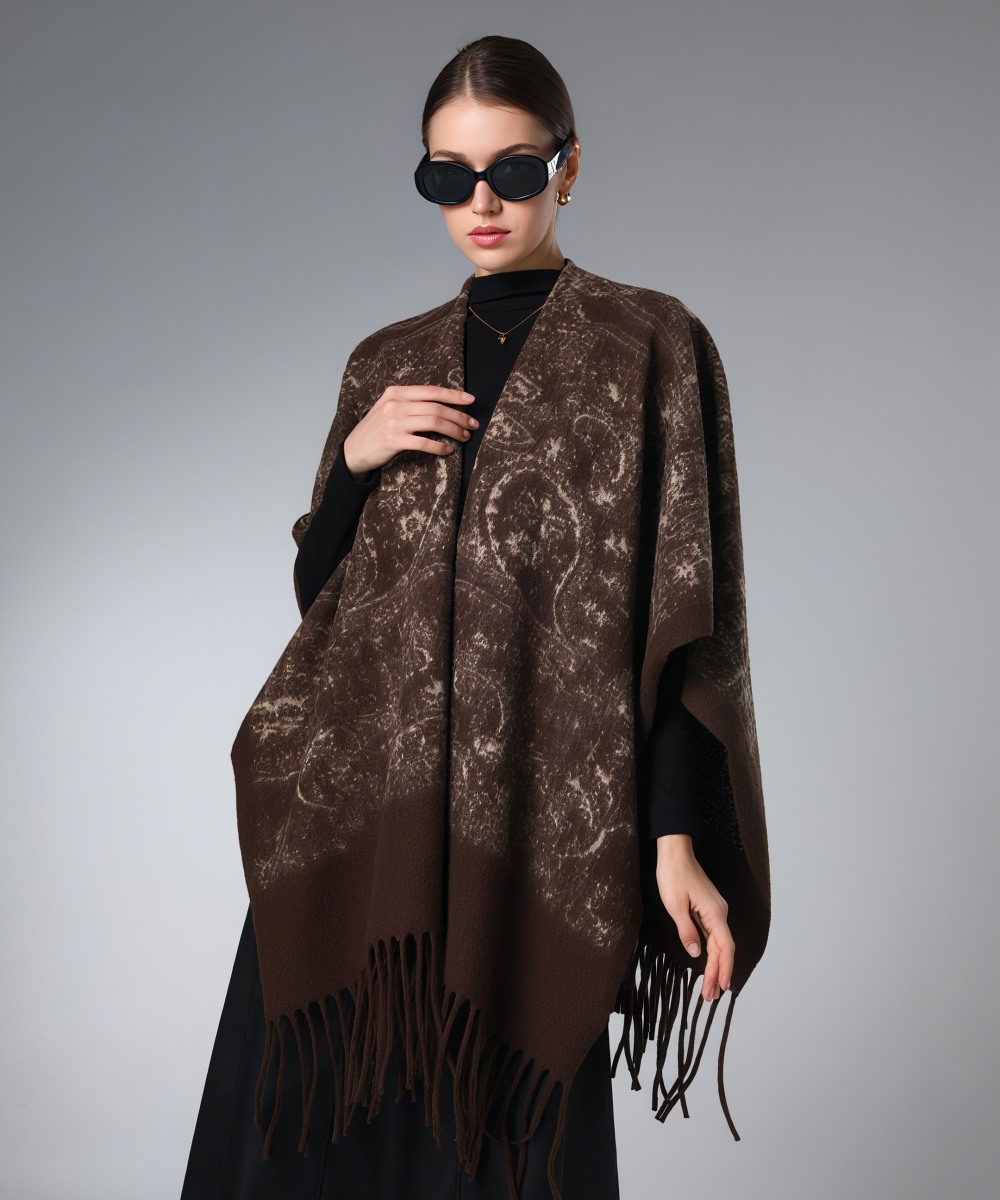 Wholesale Ladies Brown Paisley Shawl With Sleeves Wholesale Ladies Brown Paisley Shawl With Sleeves