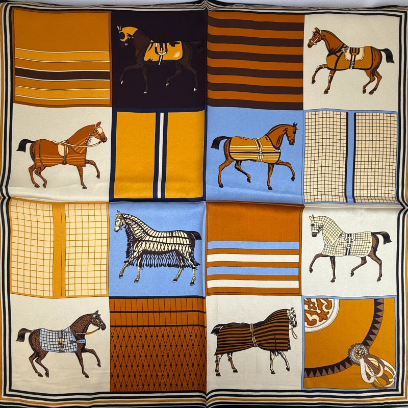 Wholesale Chain Horse Print Silk Scarf For Women Wholesale Chain Horse Print Silk Scarf For Women