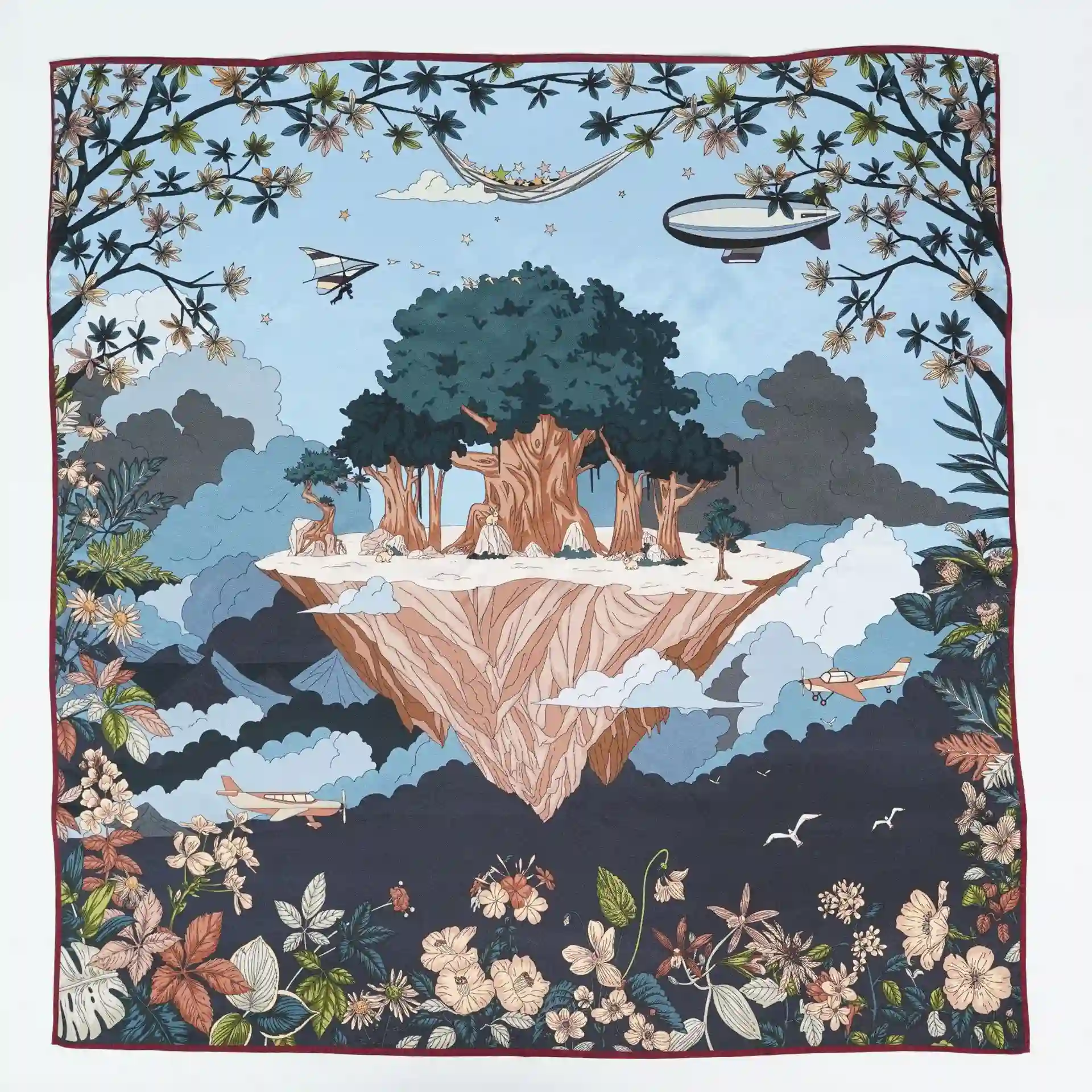 Customized Floral Printed Luxury Silk Scarf For Ladies Customized Floral Printed Luxury Silk Scarf For Ladies