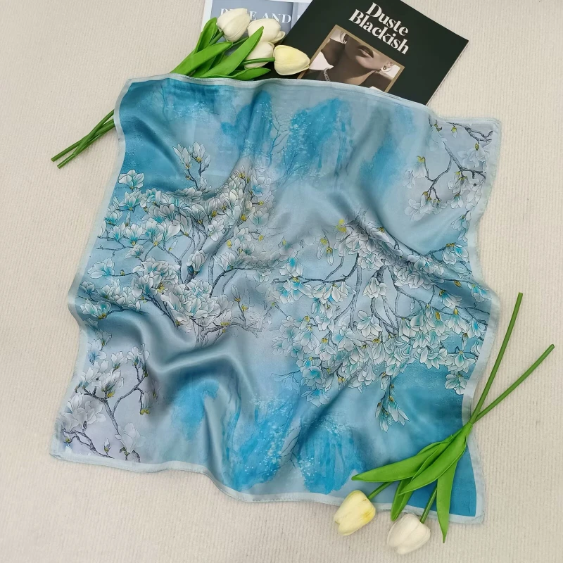 Wholesale Multi Color Floral Womens Square Silk Scarves 53x53 Wholesale Multi Color Floral Womens Square Silk Scarves 53x53