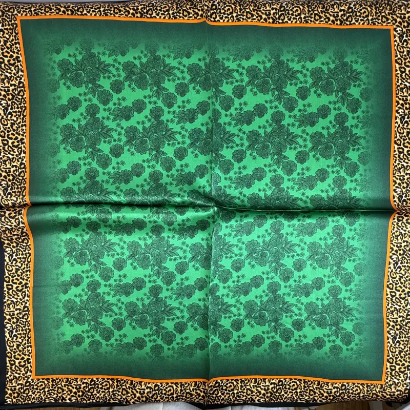 Wholesale 100 percent silk scarf Peacock Green Leopard Print Scarf Wholesale 100 percent silk scarf Peacock Green Leopard Print Scarf