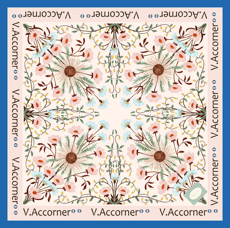 Wholesale Vintage Bright Floral Silk Scarf For Women Wholesale Vintage Bright Floral Silk Scarf For Women