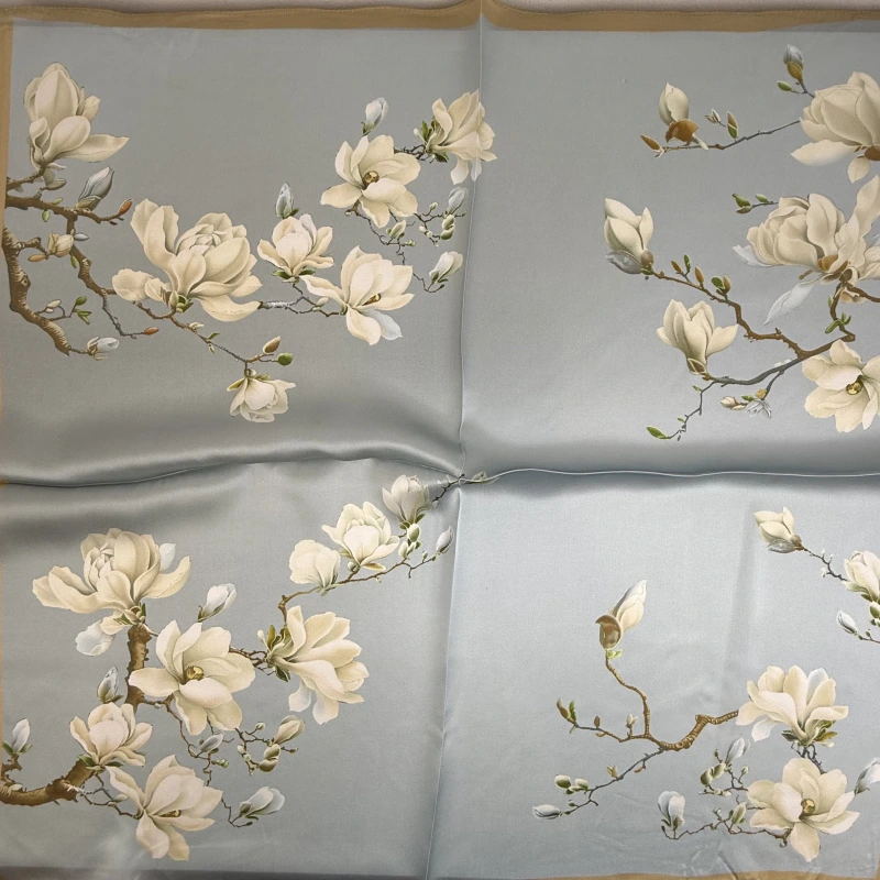 Wholesale OEM 100% Mulberry Silk Scarf Printing White Magnolia Wholesale OEM 100% Mulberry Silk Scarf Printing White Magnolia