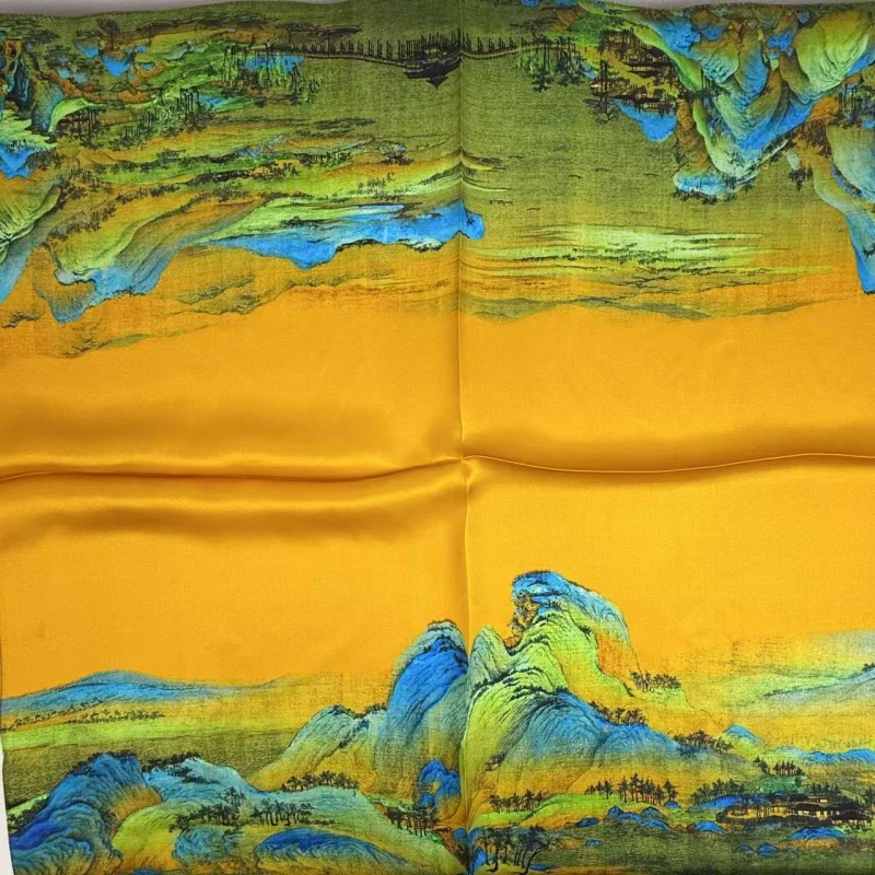 Wholesale Pure Silk Scarf A Thousand Li of Rivers and Mountains Silk Scarf Wholesale Pure Silk Scarf A Thousand Li of Rivers and Mountains Silk Scarf