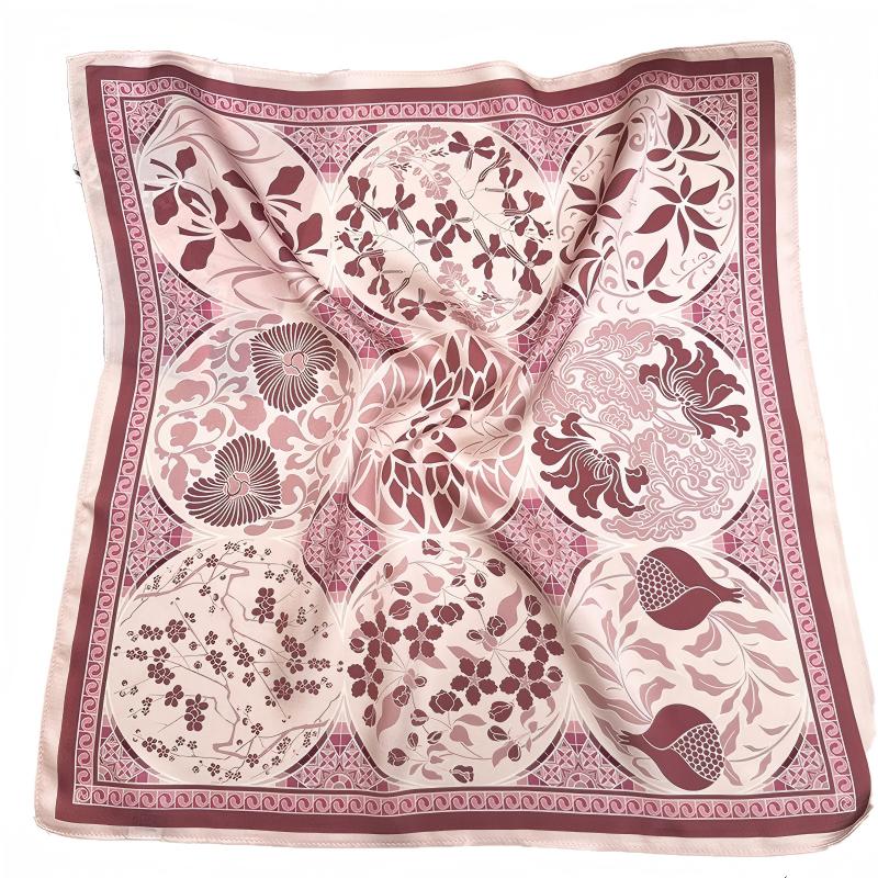 Women’s Floral Printed Square Scarf Lightweight Satin Feel Fashion Scarf