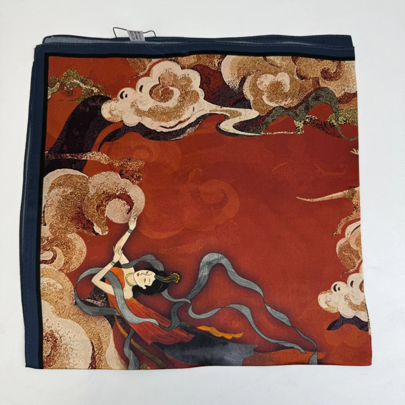 100% Mulberry Silk 14 Momme Digital printing Dunhuang style silk scarf