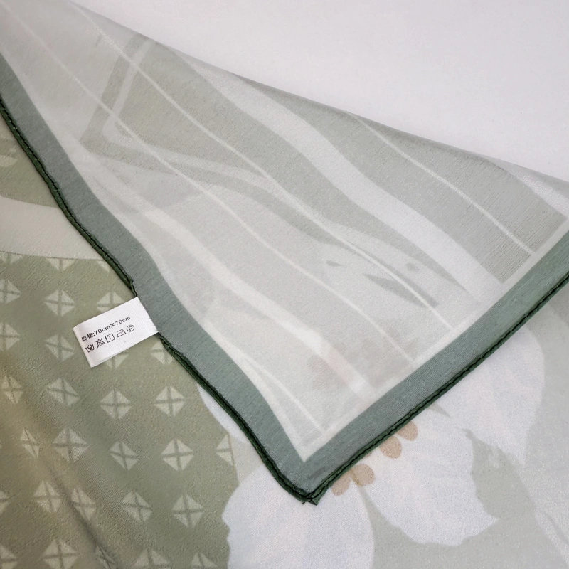 Wholesale 100% Pure Mulberry Silk Green Monstera & Floral Scarf