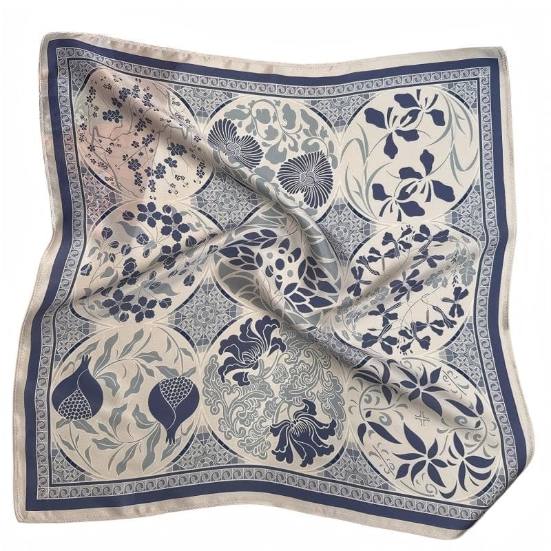 Women’s Floral Printed Square Scarf Lightweight Satin Feel Fashion Scarf
