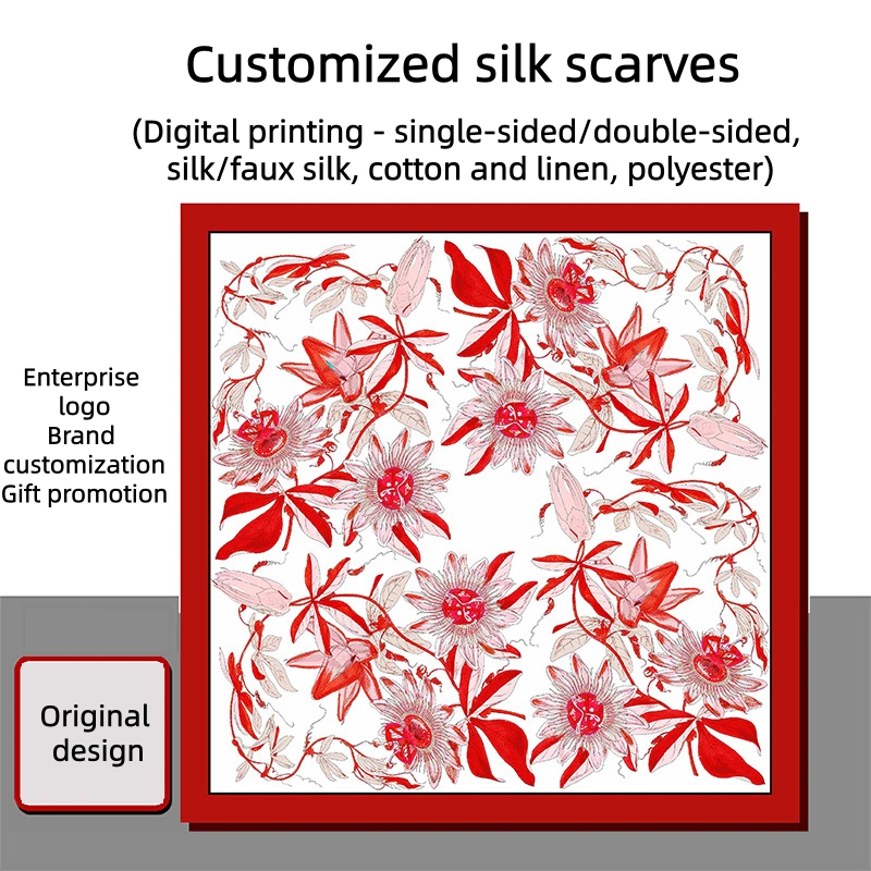 Customized Square Double Sided Silk Scarf For Women