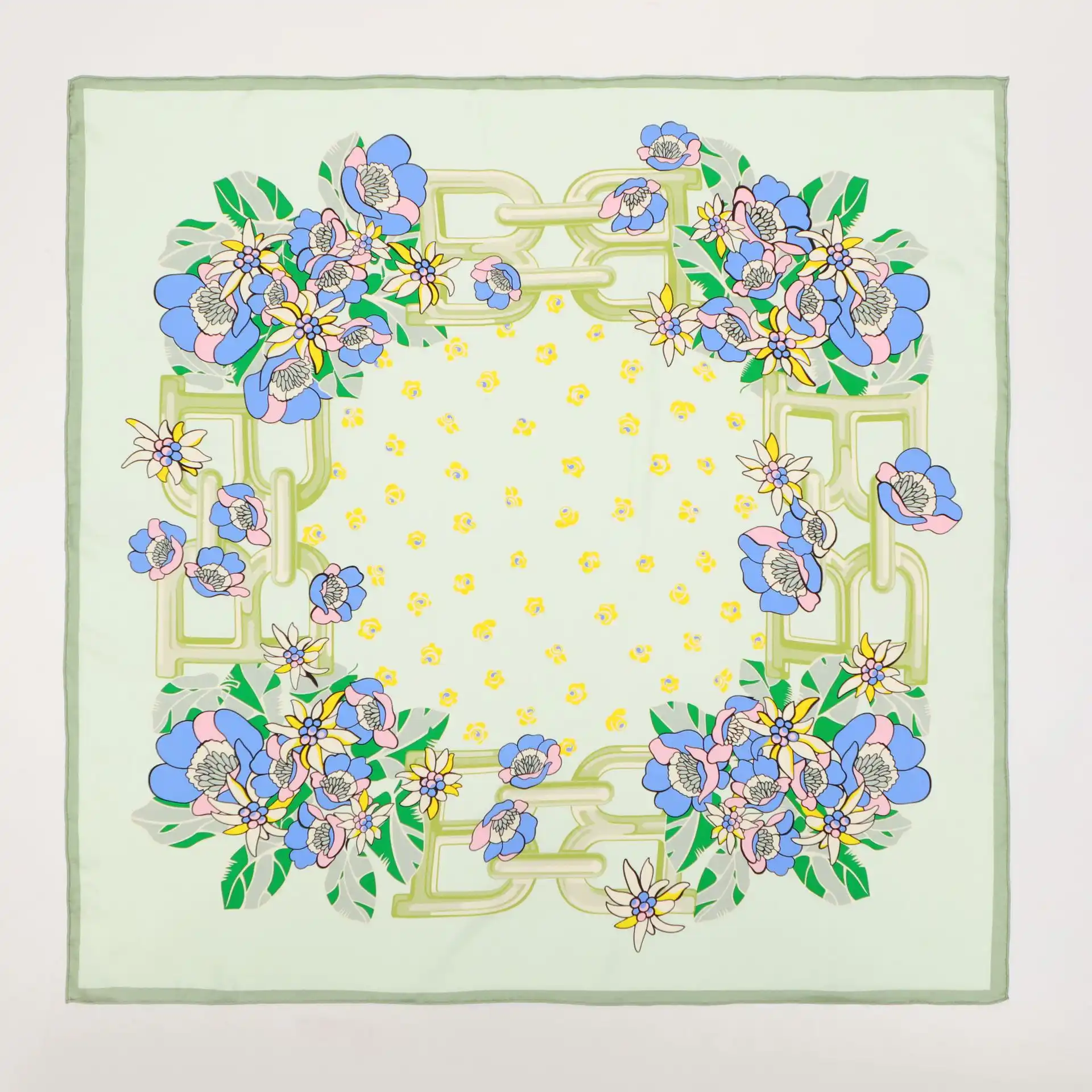 Wholesale Vintage Bright Floral Silk Scarf For Women