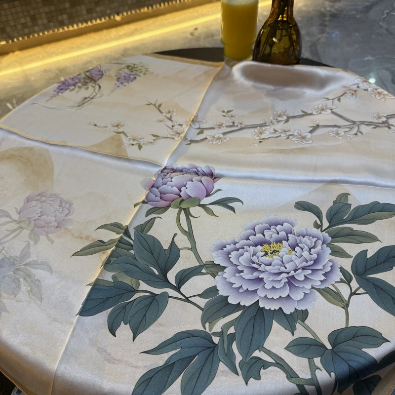 Wholesale 100 Mulberry Silk Yellow Peony Silk Scarf