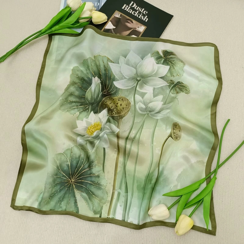 Wholesale Multi Color Floral Womens Square Silk Scarves 53×53