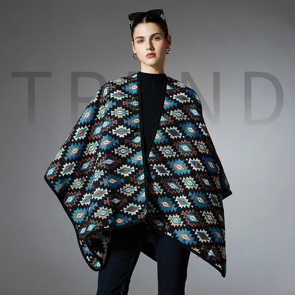 Custom embroidered shawl wrap with detailed pattern design for fashion collections