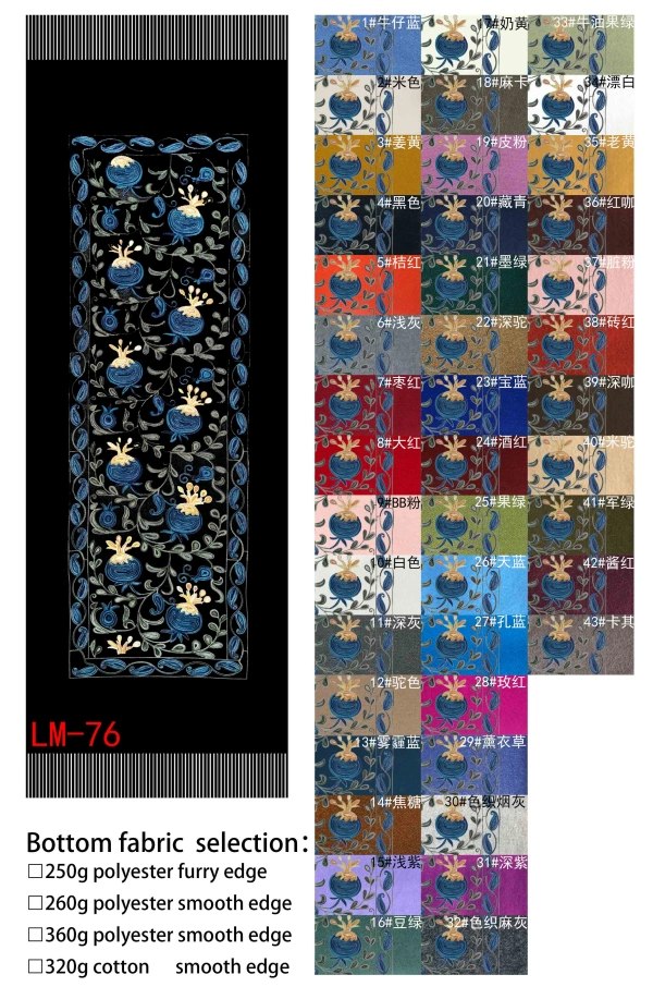 Embroidered shawl collection showing custom embroidery patterns and fabric craftsmanship