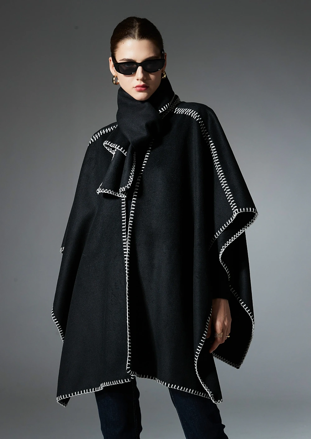Two-in-one designer shawl wrap for boutique seasonal fashion collections