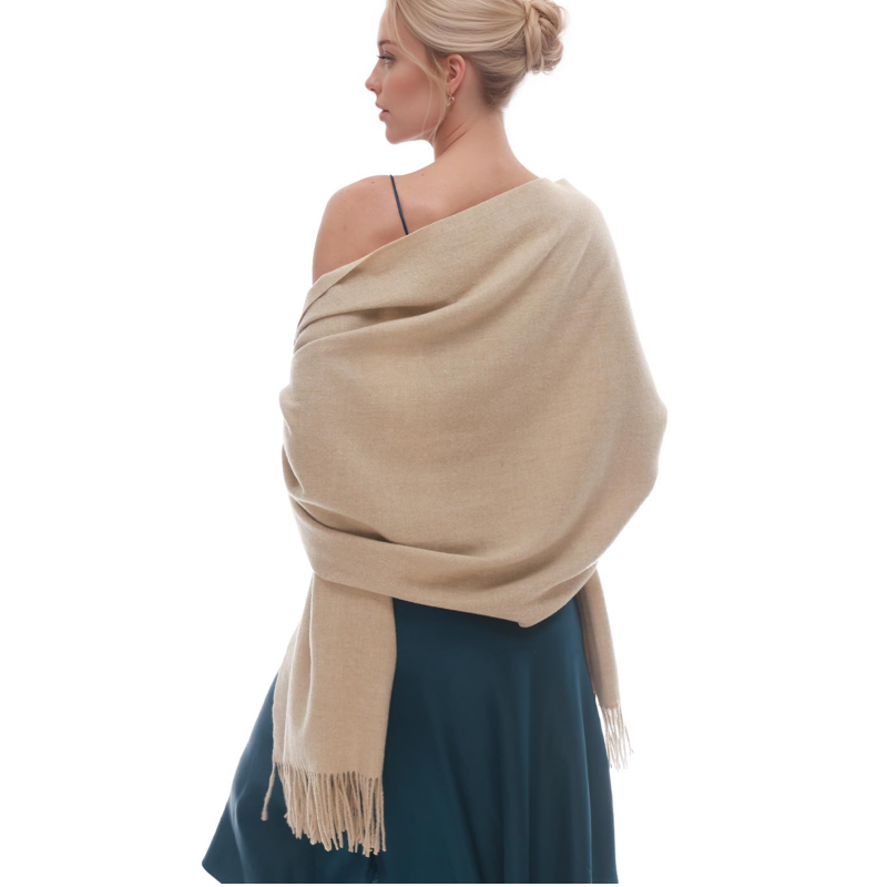 Multicolored stole shawl showing size, edge finishing and wholesale assortment options