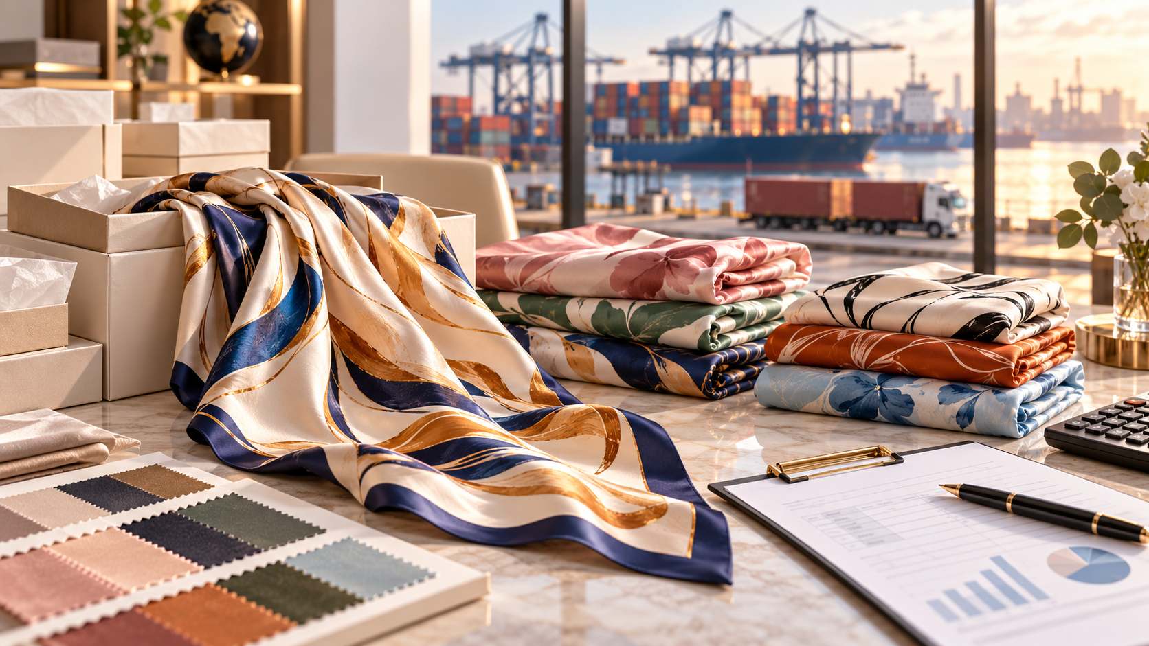 What Drives the Total Landed Cost of Custom Silk Scarves for B2B Buyers